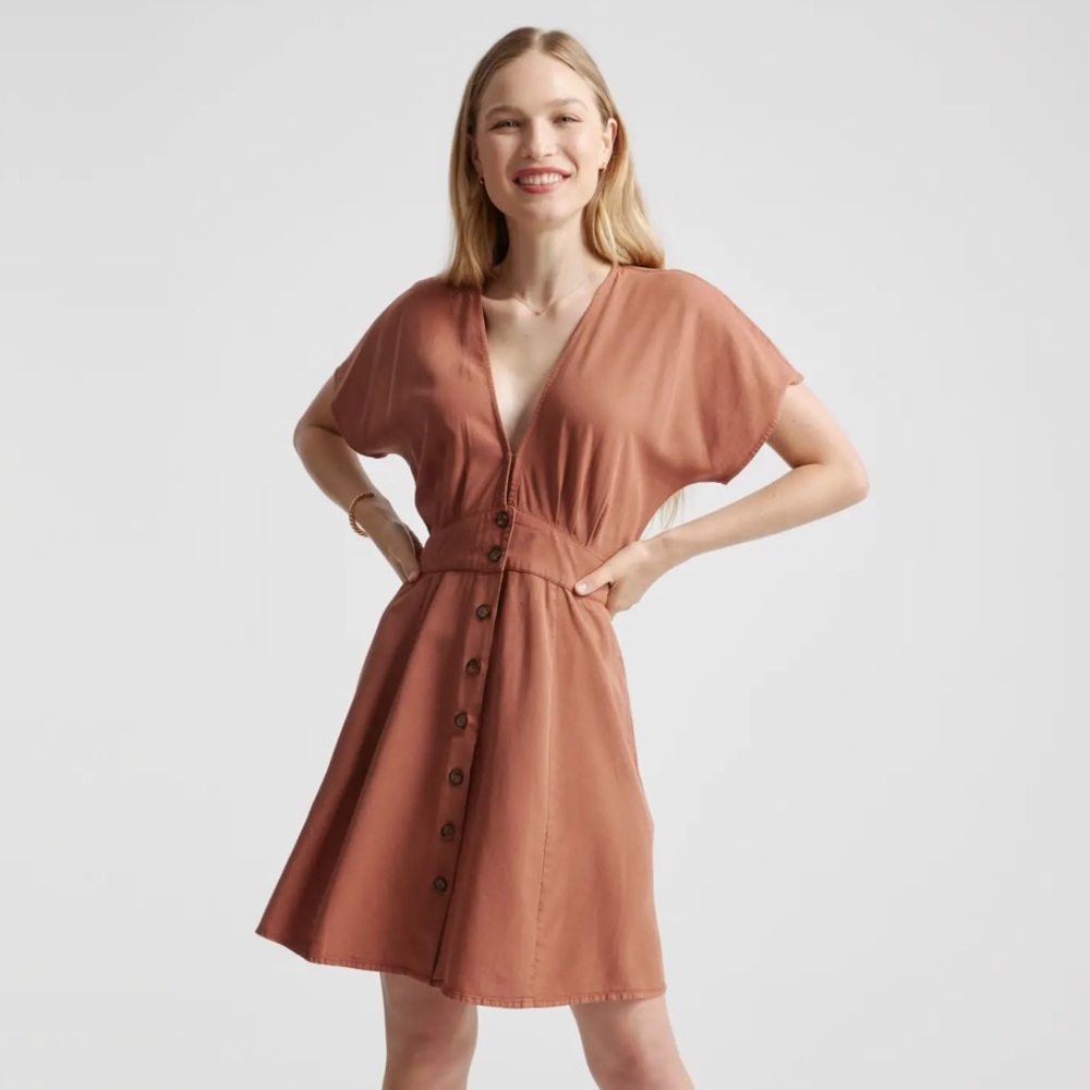 Quince Vintage Wash Tencel Button Front Dress, size Medium